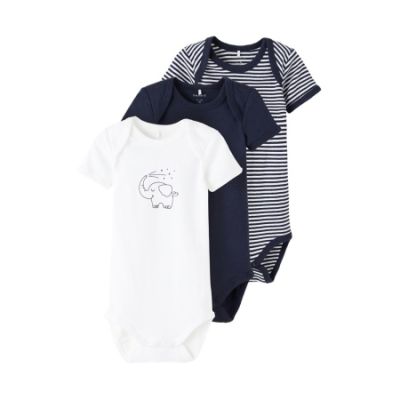 Name It Romper Korte Mouw Elephant Dark Sapphire 3-Pack