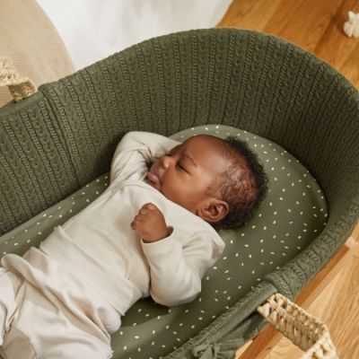 The Little Green Sheep Moses Mandje En Matras Organic Knitted Juniper