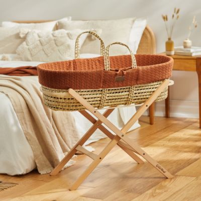 The Little Green Sheep Moses Mandje En Matras Organic Knitted Terracotta