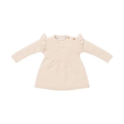 Little Dutch Jurk Gebreid Lange Mouw Ruches Sand 74
