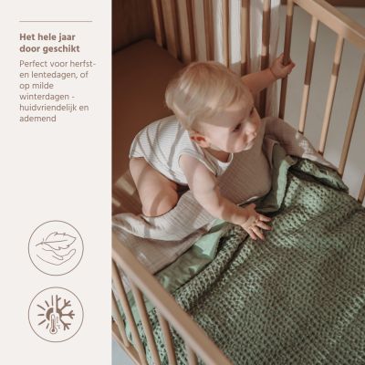 Meyco Wiegdeken Waffle Cotton Olive Green 75x100 cm