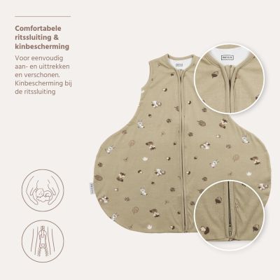 Meyco Heupdysplasie Slaapzak Interlock Jersey Forest Animals Sand 70 cm Meyco Heupdysplasie Slaapzak Interlock Jersey Forest Animals Sand 70 cm