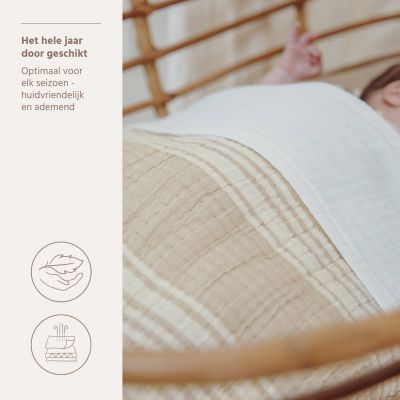 Meyco Deken Pre Washed Hydrofiel Jacquard Stripe Sand 75x100 cm