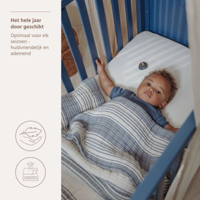 Meyco Deken Pre Washed Hydrofiel Jacquard Stripe Indigo 75x100 cm