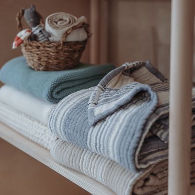 Meyco Deken Pre Washed Hydrofiel Jacquard Stripe Indigo 75x100 cm