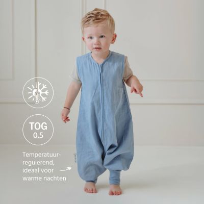 Meyco Studio Jumper Ongevoerd Linnen Jeans Blue 80 cm