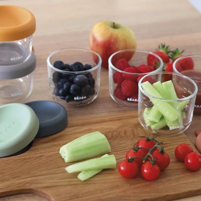 Beaba Glazen Bewaarpotje 150 ml - 6 Stuks - Color Mix