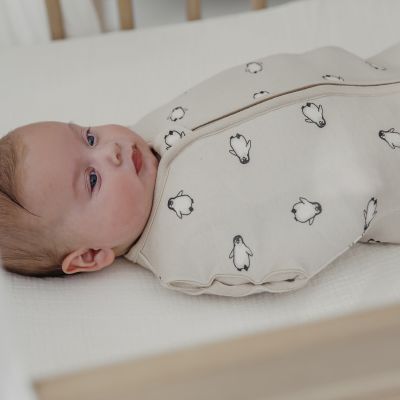 Meyco Cocoon Inbakerslaapzak - 70cm - Penguin - Soft Sand 