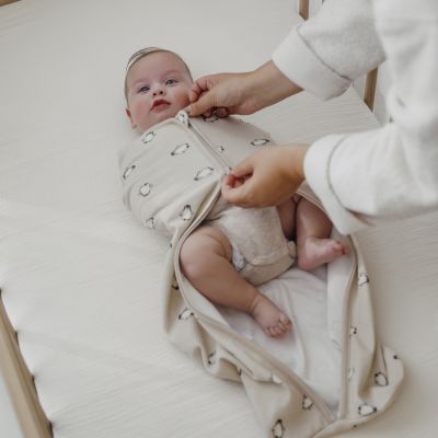 Meyco Cocoon Inbakerslaapzak - 70cm - Penguin - Soft Sand 