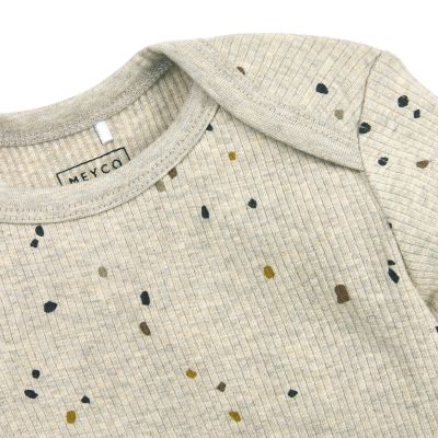 Meyco Baby Pyjama Rib - Maat 50/56 - Mini Spot Sand Melange