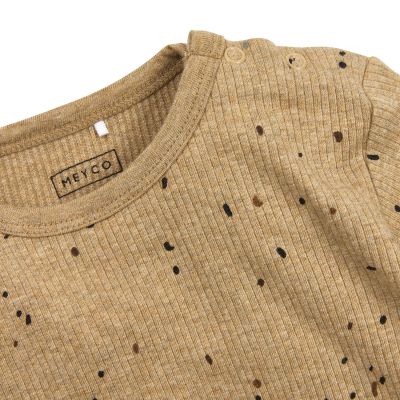 Meyco Baby Pyjama Rib - Maat 74/80 - Mini Spot Toffee Melange 