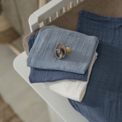 Meyco Hydrofiele Monddoekjes - 3 stuks - 30x30cm - Natural / Jeans Blue / Indigo
