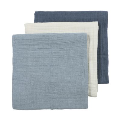 Meyco Hydrofiele Doeken - 3 stuks - 70x70cm - Natural / Jeans Blue / Indigo Meyco Hydrofiele Doeken - 3 stuks - 70x70cm - Natural / Jeans Blue / Indigo