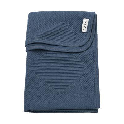 Meyco Pure Deken Gebreid - 100 x 150 cm - Jacquard - Indigo