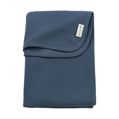 Meyco Gebreide Jacquard Flannel Deken – 75x100 cm – Pure Indigo