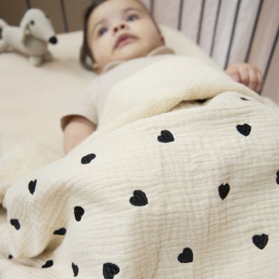Meyco Deken Borduur Pre-Washed - 100 x 150 cm - Hydrofiel/Badstof - Sweet Heart Soft Sand