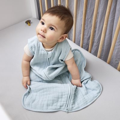 Meyco Baby Uni Zomerslaapzak - 60 cm - Pre-Washed Hydrofiel - Grey Blue 