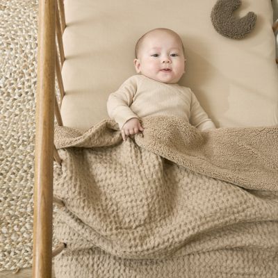 Meyco Baby Wiegdeken Wafel Teddy Taupe 75 x 100 cm
