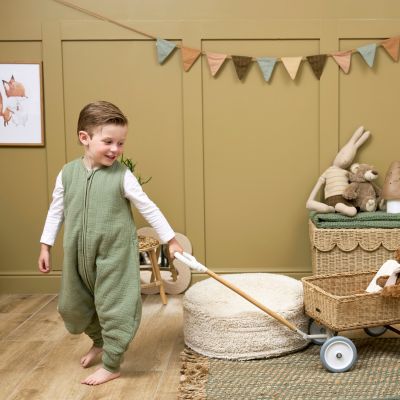 Meyco Baby Slaapzak Jumper Winter Hydrofiel Uni Pre-Washed Olive Green 80 cm