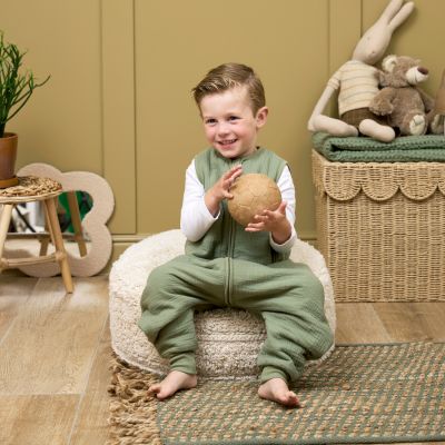 Meyco Baby Slaapzak Jumper Winter Hydrofiel Uni Pre-Washed Olive Green 92 cm