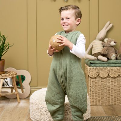 Meyco Baby Slaapzak Jumper Winter Hydrofiel Uni Pre-Washed Olive Green 80 cm