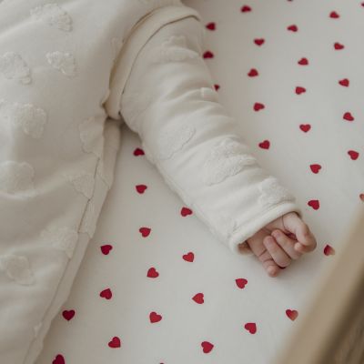 Meyco Hoeslaken Print - 70 x 140/150 cm - Jersey - Sweet Heart White/Red