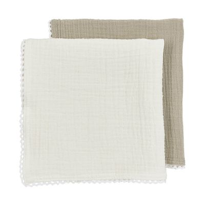 Meyco Baby Kant Pre-Washed Hydrofiele Doeken - 2 Stuks - 70 x 70 cm