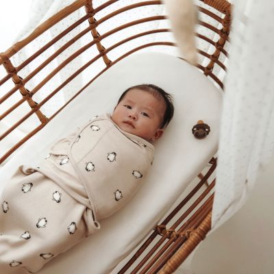 Meyco Baby SwaddleMeyco Inbakerdoek Penguin Soft Sand 0-3 Maanden