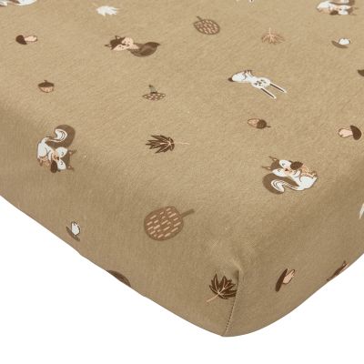 Meyco Hoeslaken Print - 70 x 140/150 cm - Jersey - Forest Animals Sand 