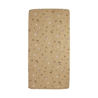 Meyco Hoeslaken Print - 70 x 140/150 cm - Jersey - Forest Animals Sand 