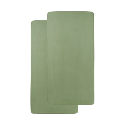Meyco Baby Wieghoeslaken Uni Olive Green 40 x 80 / 90 cm 2-Pack