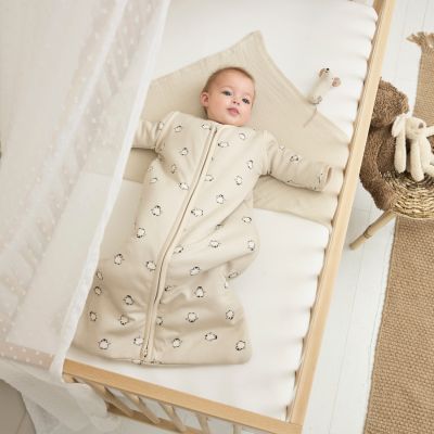 Meyco Baby Slaapzak Met Afritsbare Mouwen Penguin Soft Sand 90 cm