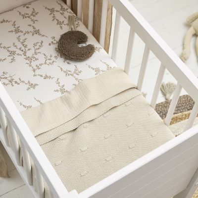 Meyco Hoeslaken Print - 70 x 140/150 cm - Jersey - Branches Sand 