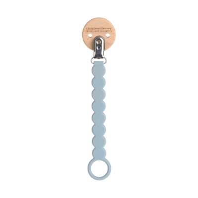 Lässig Tiny Smile Fopspeenhouder - Wood / Silicone - Powder Blue
