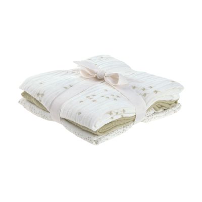 Lässig Swaddle & Burp M Multidoek - GOTS - 3pcs - 60 x 60 cm - Leave Olive / Milky