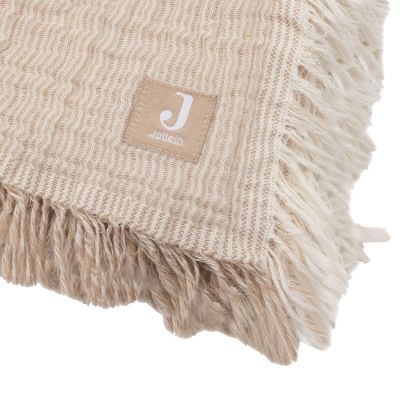 Jollein Deken Ledikant - 120 x 120 cm - Fringe Stripe Biscuit/Ivory GOTS 