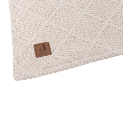 Jollein Check Knit Wiegdeken - 75 x 100 cm - Oatmeal / Teddy Fleece