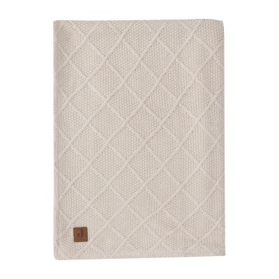 Jollein Check Knit Wiegdeken - 75 x 100 cm - Oatmeal / Teddy Fleece