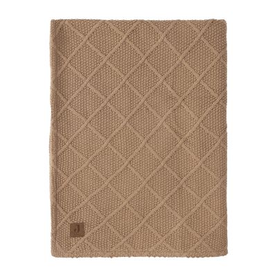 Jollein Check Knit Wiegdeken - 75 x 100 cm - Biscuit / Teddy Fleece 