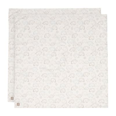 Jollein Hydrofiele Doek - Elephant Tales - Large - 115x115 cm - 2 Stuks