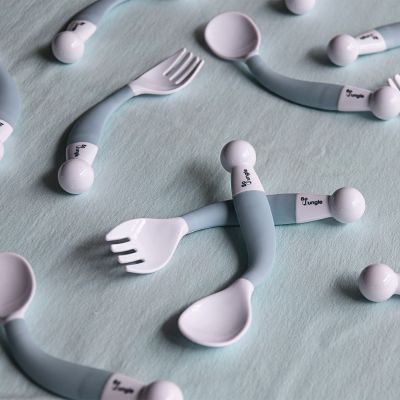 Bo Jungle B- Bendable Spoon And Fork Pastel Blauw