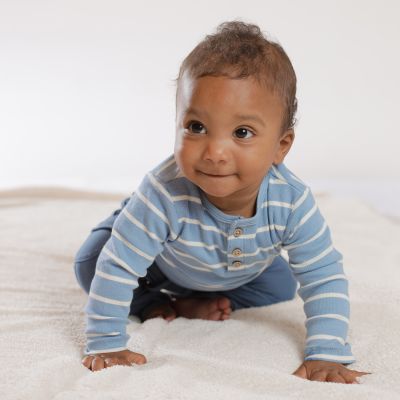 Babylook Striped Rib T-Shirt - Maat 50 - Faded Denim