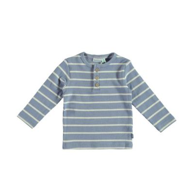 Babylook Striped Rib T-Shirt - Maat 68 - Faded Denim