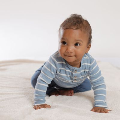 Babylook Striped Rib T-Shirt - Maat 62 - Faded Denim