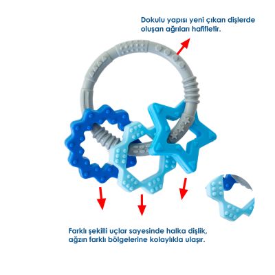 Babyjem Bijtring Silicone Speeltjes Blauw