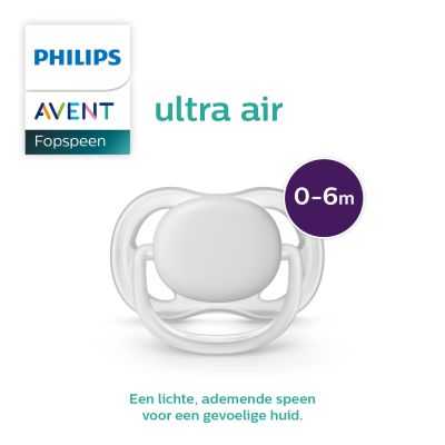 Philips Avent Ultra Air Fopspeen - Symmetrisch - 2 Stuks - 0-6 Mnd - Beige/Grijs