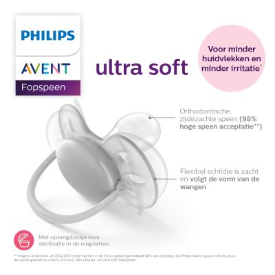 Philips Avent Ultra Soft Fopspeen -  Symmetrisch - 2 Stuks - 0-6 Mnd - Groen/Oranje