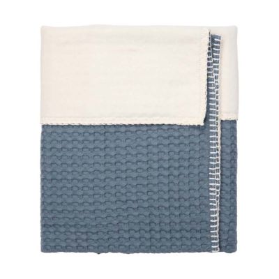 Koeka Amsterdam Wafel Ledikantdeken - maat 100 x 150 - Cotton Fleece - Bluestone