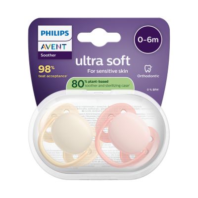 Philips Avent Ultra Soft Fopspeen - 0-6 Mnd - 2 Stuks - Plant-based  
