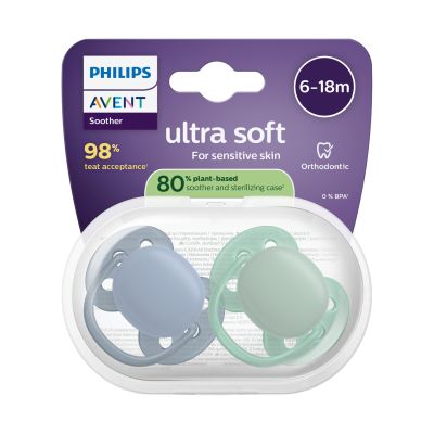 Philips Avent Ultra Soft Fopspeen - 6-18 Mnd - 2 Stuks - Plant-based 